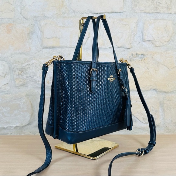 Coach Straw Mollie Small tote handbag purse & wallet Set Authentic NWT - Picture 3 of 11